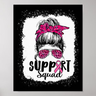 Póster Squad Messy Bun Guerrero Rosa Cáncer de Mama