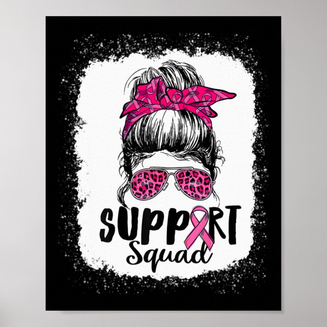 Póster Squad Messy Bun Guerrero Rosa Cáncer de Mama (Frente)
