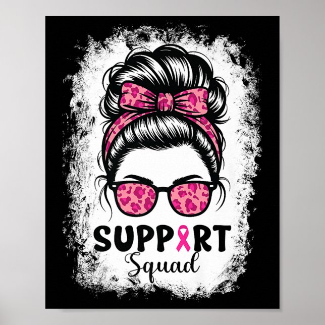 Póster Squad Messy Bun Guerrero Rosa Cáncer de Mama (Frente)