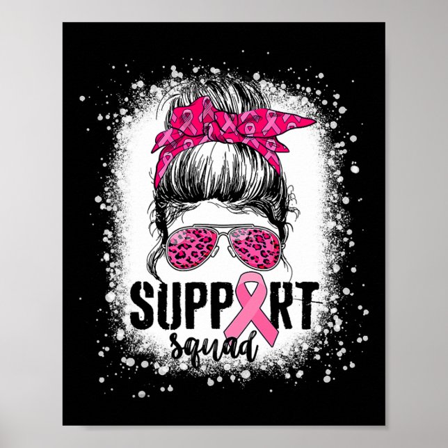 Póster Squad Messy Bun Guerrero Rosa Cáncer de Mama (Frente)