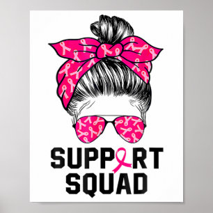 Póster Squad Messy Bun Guerrero Rosa Cáncer de Mama