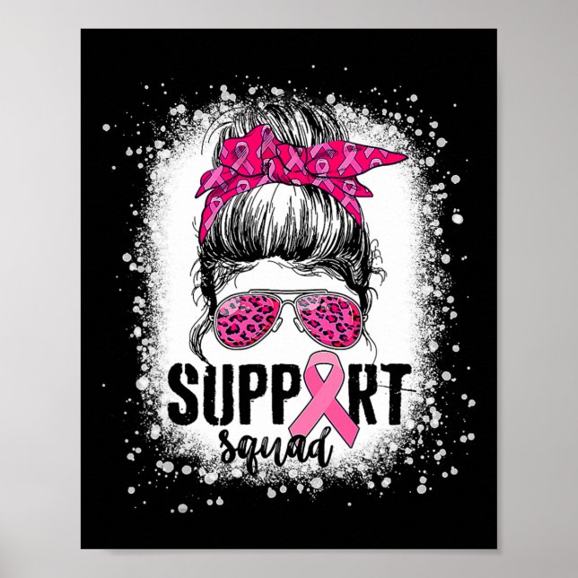Póster Squad Messy Bun Guerrero Rosa Cáncer de Mama (Frente)
