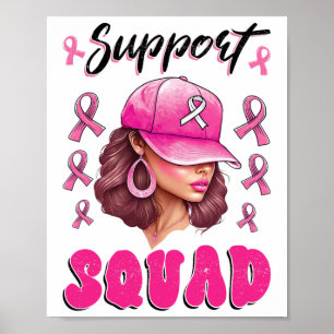 Póster Squad Messy Bun Guerrero Rosa Cáncer de Mama