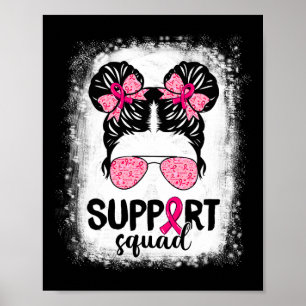 Póster Squad Messy Bun Guerrero Rosa Cáncer de Mama