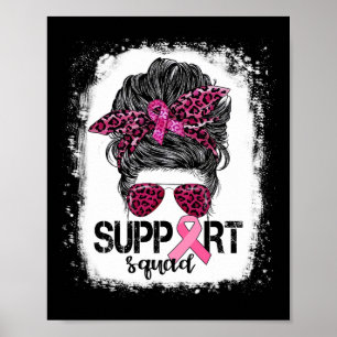 Póster Squad Messy Bun Guerrero Rosa Cáncer de Mama