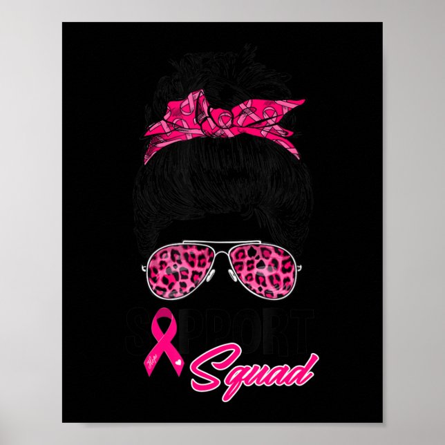 Póster Squad Messy Bun Guerrero Rosa Cáncer de Mama (Frente)
