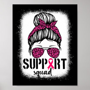 Póster Squad Messy Bun Guerrero Rosa Cáncer de Mama