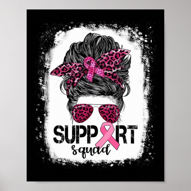 Póster Squad Messy Bun Guerrero Rosa Cáncer de Mama (Frente)
