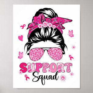Póster Squad Messy Bun Guerrero Rosa Cáncer de Mama