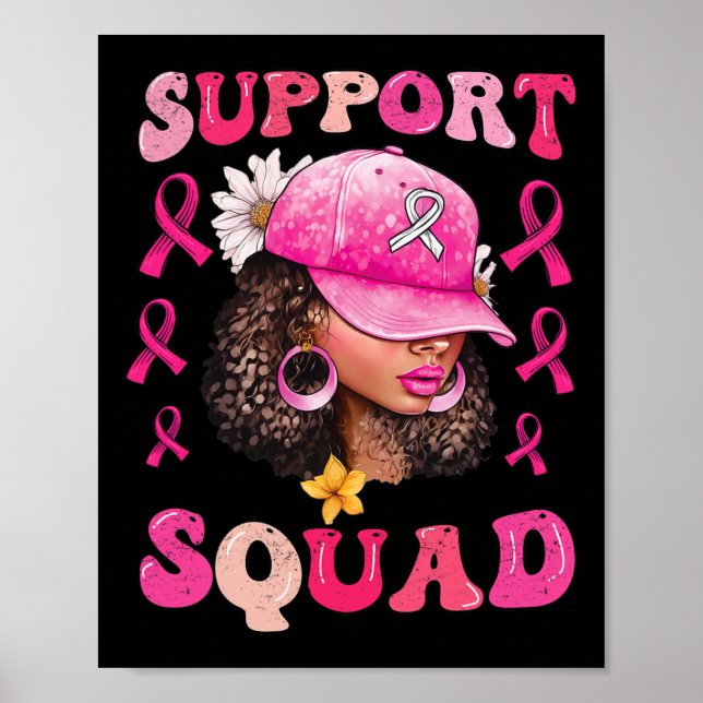 Póster Squad Messy Bun Guerrero Rosa Cáncer de Mama (Frente)