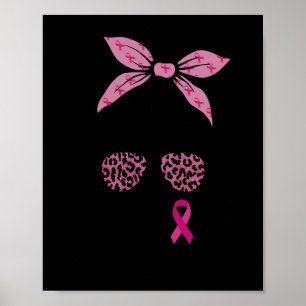 Póster Squad Messy Bun Leopard Pink Breast Cancer