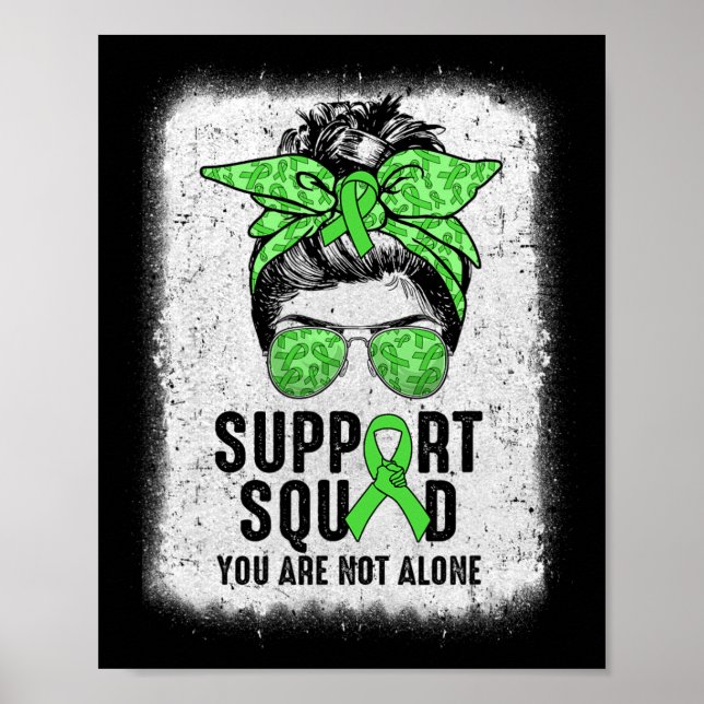 Póster Squad Messy Bun Warrior Green Mental Health Awaren (Frente)