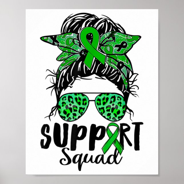 Póster Squad Messy Bun Warrior Green Mental Health Proble (Frente)
