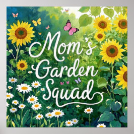 Póster Squad_Sunflower de jardín de mamá hace mariposas