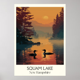 Póster Squam Lake New Hampshire Sunset