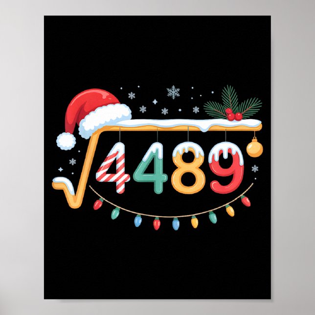 Póster Square Root 4489 Funny 67 Meme Math Teacher 6 7 Ch (Frente)