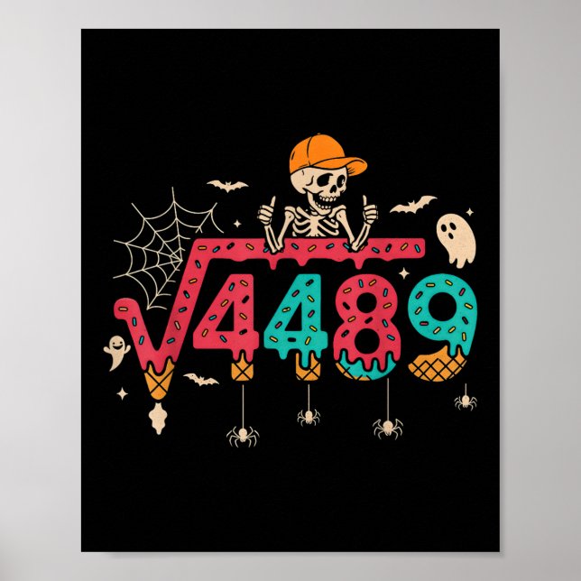 Póster Square Root 4489 Math Teacher Funny 67 Meme Hallow (Frente)