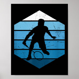 Póster Squash Mujeres Hombres Jugador de Bádminton Volant