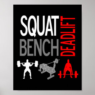 Póster Squat Bench Deadlift T Shirm Gym Halterofilia Tee