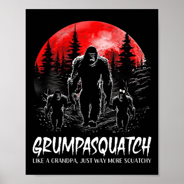 Póster Squatch Funny Bigfoot Dad Sasquatch Yeti Fathers D (Frente)