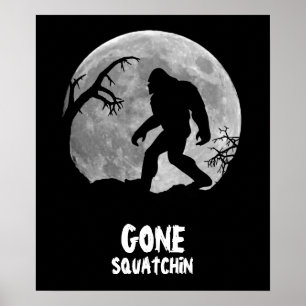 Póster Squatchin perdido, silueta de escotilla con luna