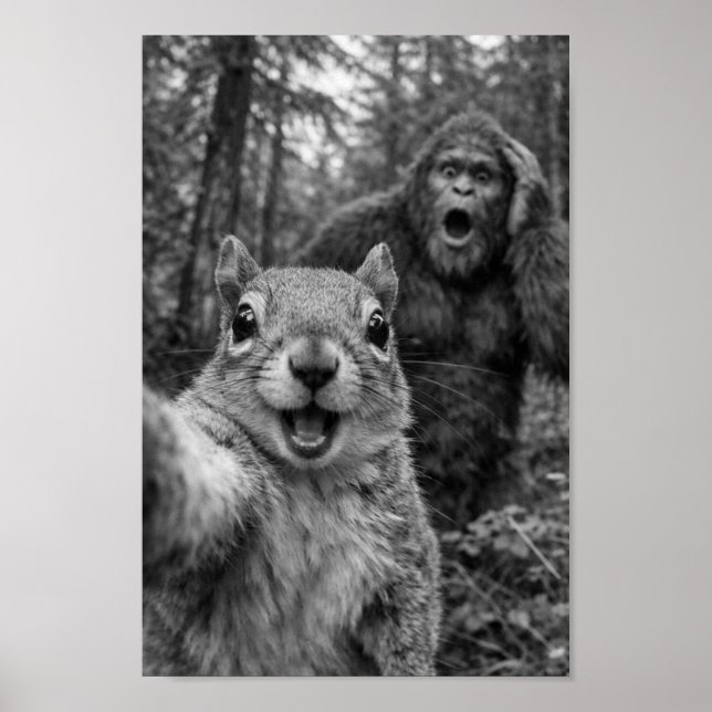 Póster Squirrel Bigfoot Surprised Selfie (Frente)