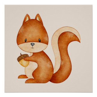 Poster Squirrel - decoração quarto infantil bebê