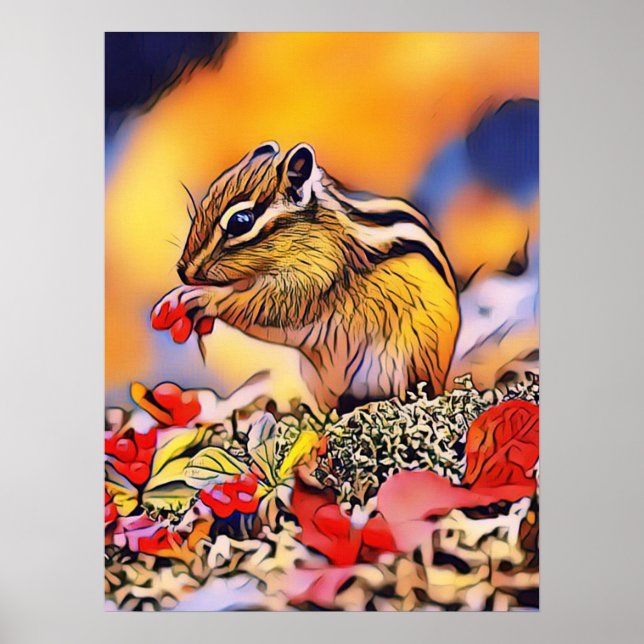 Póster Squirrel Digital Art Painting Poster (Frente)