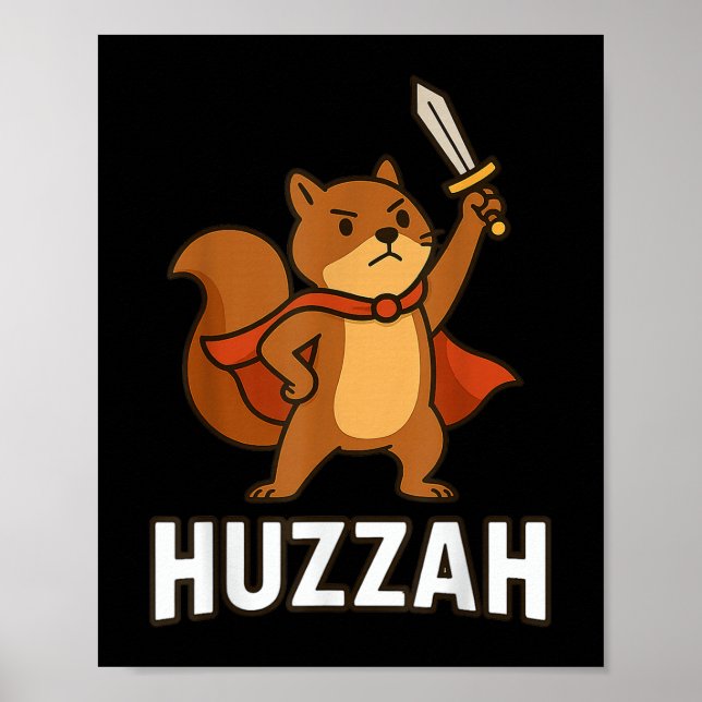 Póster Squirrel Huzzah Knight Espada Graciosa Para Hombre (Frente)