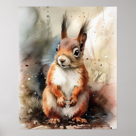 Póster Squirrel Woodland Animal Art Print Poster