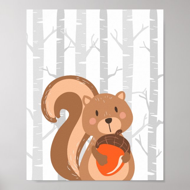 Póster Squirrel Woodland Animal Nursery Wall Art Imprimir (Frente)