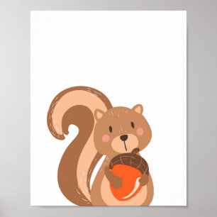 Póster Squirrel Woodland Animal Nursery Wall Art Imprimir