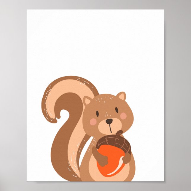 Póster Squirrel Woodland Animal Nursery Wall Art Imprimir (Frente)