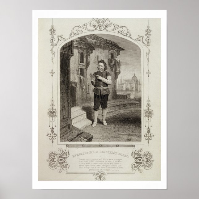 Póster Sr. Buckstone como Lancelot Gobbo, segunda escena  (Frente)
