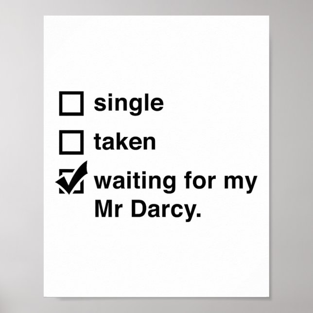 Póster Sr. Darcy Single Taken Esperando A Darcy Jane Aust (Frente)