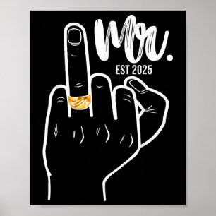 Póster Sr. Est. 2025 Dedo Boda del marido recién casado