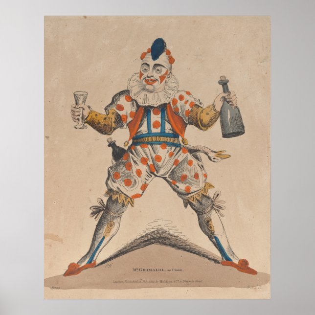 Póster Sr. Grimaldi como Joey el Payaso 1822 (Frente)