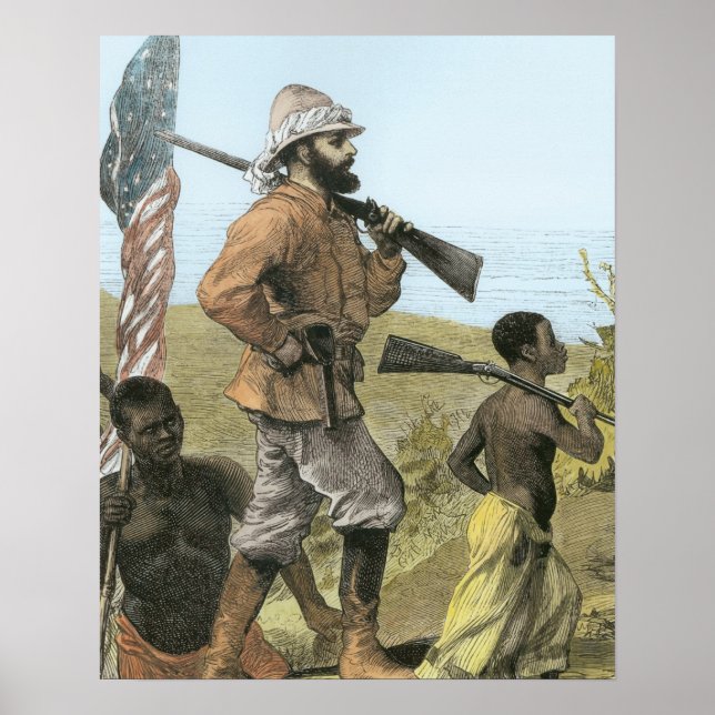 Póster Sr. Henry Morton Stanley (1841-1904) Aproximándose (Frente)