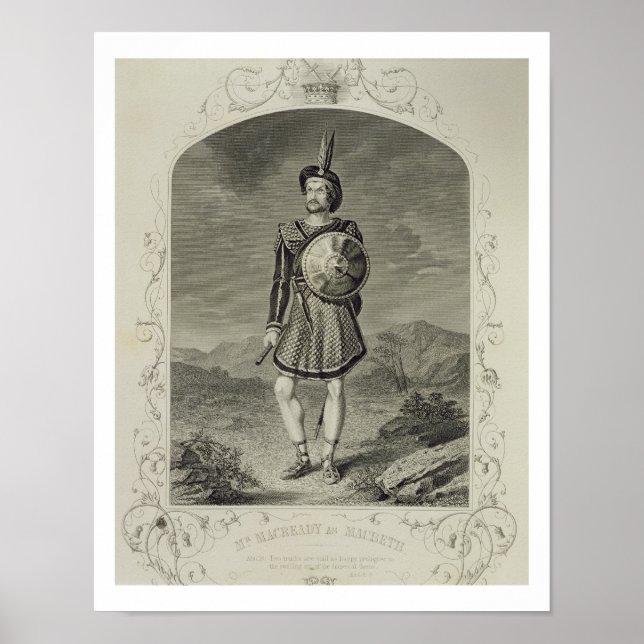 Póster Sr. Macready como Macbeth, Acto I Escena 3, en la  (Frente)