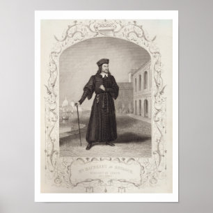 Póster Sr. Macready como Shylock, escena 3 del acto I, en