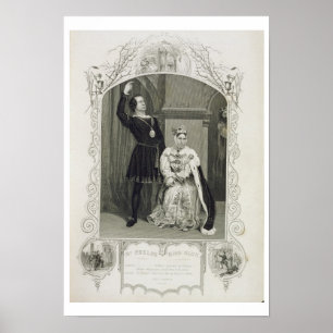 Póster Sr. Phelps como Hamlet y Miss Glyn como Reina Gert