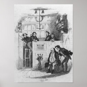 Póster Sr. Pickwick y Sam en la oficina del abogado
