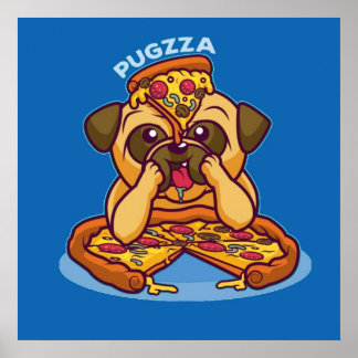Póster Sr. Pugzza el Pug Pizza