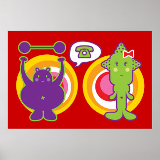 Póster Sr. Púrpura y Sra. Verde Personaje de Dibujos Anim