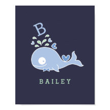 Sr. Whale Bow Tie Monogram Boy Nursery Wall Art