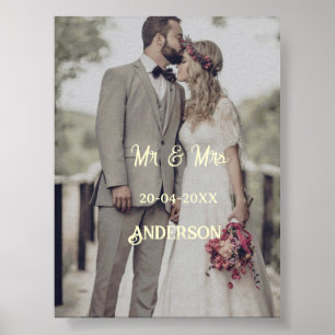 Póster Sr y Sra agregar apellido foto fecha boda familia