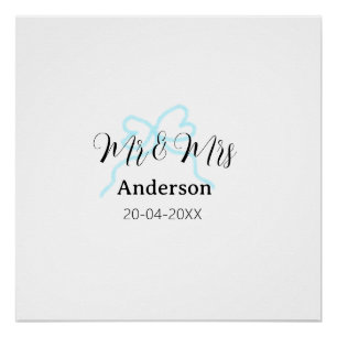 Póster Sr y Sra añaden apellido fecha año arco de boda
