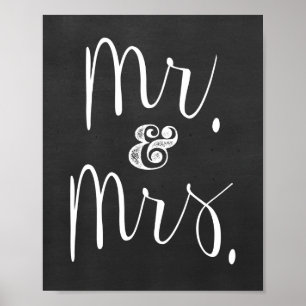 Póster Sr. y Sra. Chalkboard Boda Rótulo
