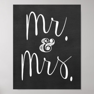 Póster Sr. y Sra. Chalkboard Boda Rótulo