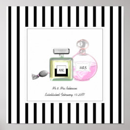 Póster Sr. y Sra. Perfume Bottles Boda Personalizado